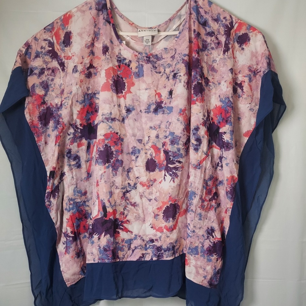 ava and viv women's blouse size 1X flutter sleeve floral  spring summer‎